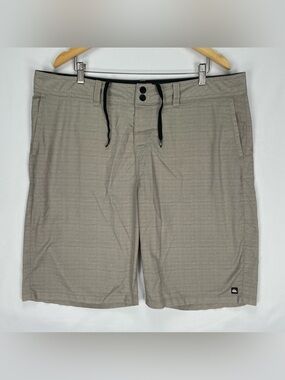 Quicksilver Amphibian Shorts Mens 40 Tan Hybrid Flat Front Swim Board Shorts